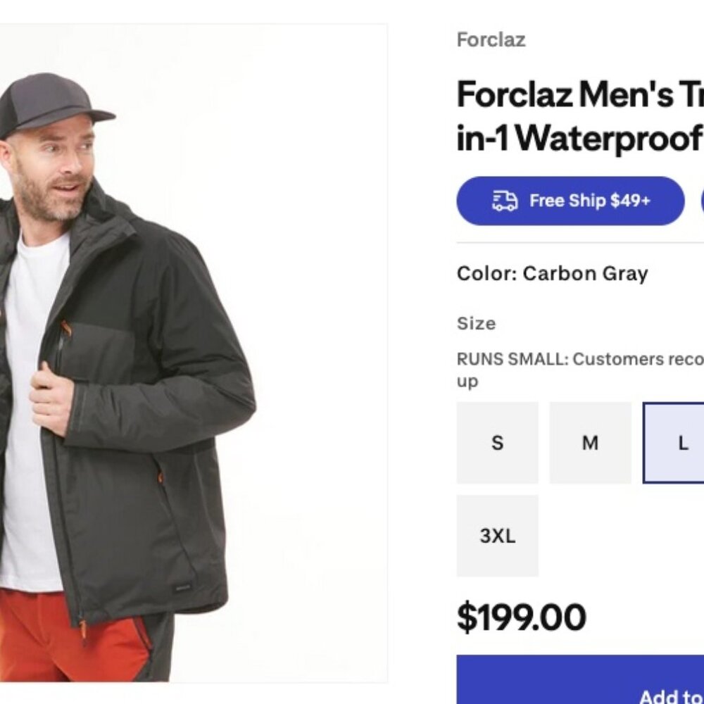 Quechua 3-in-1 jacket (worn once)